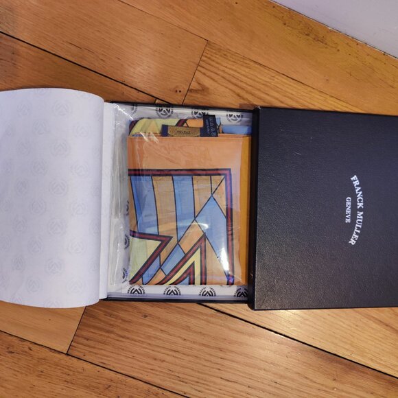 NEW Franck Muller Geneve Geneva Watchmaker Clock Pattern Silk Scarf with box - Picture 5 of 5